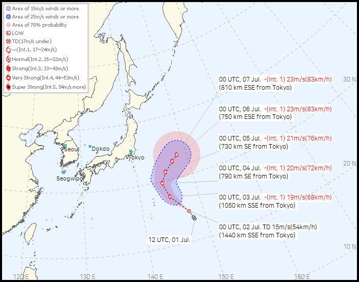 No. 7 Tropical depression route